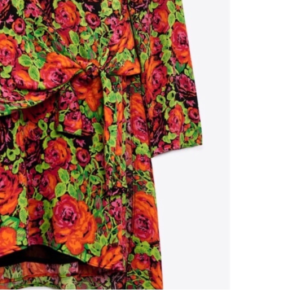 Zara Floral Print Dress with Shoulder Pads Size L - Picture 5 of 6